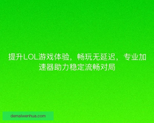 提升LOL游戏体验，畅玩无延迟，专业加速器助力稳定流畅对局