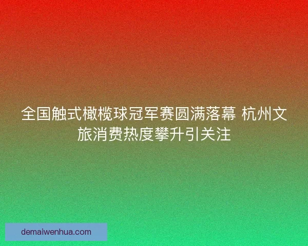 全国触式橄榄球冠军赛圆满落幕 杭州文旅消费热度攀升引关注